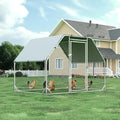 4ever2buy Chicken Runs for Yard with Cover, Large Metal Chicken Run Walk in Metal, Outside Dog Kennel with Roof, Flat Roofed Outdoor Kennel for Cats(9.2’Lx6.23’Wx6.4’H)
