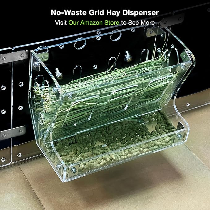 GuineaLoft™ 2-in-1 Hay & Food Feeder for Guinea Pigs, Rabbits & Small Pets – No-Waste Hay Rack with Dual-Compartment Bowl, Easy Cage Mount, Space-Saving Design