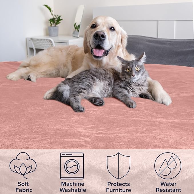PETMAKER Dog Blanket - 60x80in Reversible Sherpa Blanket - Throw Blankets for Bed, Couch, Crate, or Car - Machine Washable Puppy Essentials (Pink)