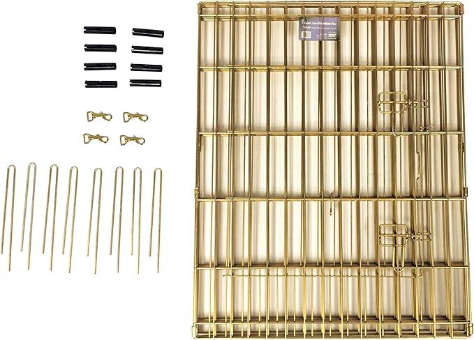 MidWest Homes for Pets Folding Metal Puppy / Dog Exercise Pen, Indoor/Outdoor Playpen with Door, 16 Sq Feet of Play Space, 24-Inches Tall, Gold Zinc