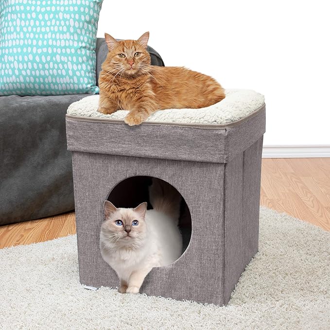 Kitty City Indoor Cat Cube Furniture, Tan Cube