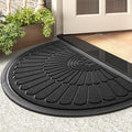 tchdio Door Mat Outdoor Indoor Entrance Doormat-Semicircular Durable Rubber Non Slip Front Door Mat for Outside Inside Entry Entryway Dirt Trapper WelcomeMat for Muddy Paws and Shoes-Black 24”x36”