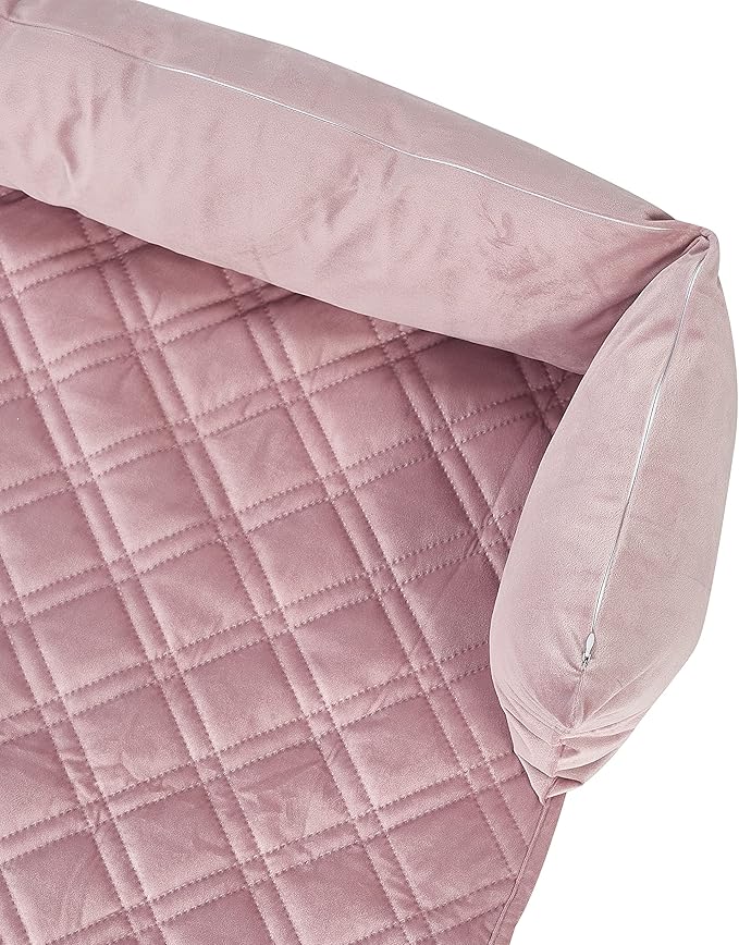 Brilliant Sunshine Premium Calming Dog Bed Mat, Silky Velvet, Removable Washable Cover, Cushion Protector and Couch Covers for Dogs, Pets, Cats, Small, Silver Pink