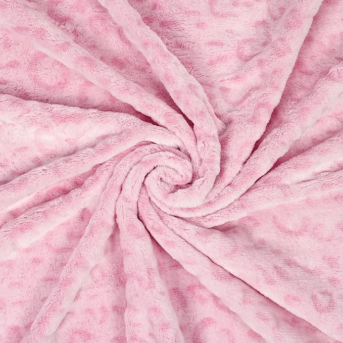 Bnuitland Leopard Print Fleece Flannel Throw Blanket with Storage Pouch,300 GSM Double Sided Cheetah Print Bed Sofa Travel Blanket, Super Soft Fuzzy Fluffy Gift for Adults and Kids, 50x70inch, Pink