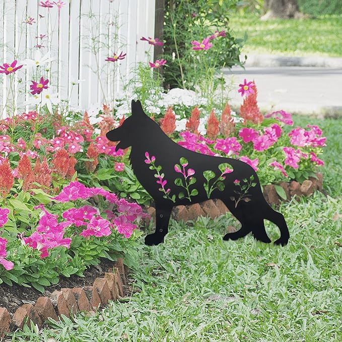 German Shepherd Garden Stake - Handcrafted Outdoor Decor for Dog Lovers, Durable Yard Art Statue