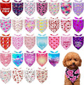 30 Pack Valentines Day Dog Bandanas Bulk for Small Dogs Kittens Breed 18 Inch Adjustable Valentine's Day Dog Bandanas XS Scarves Party Grooming S