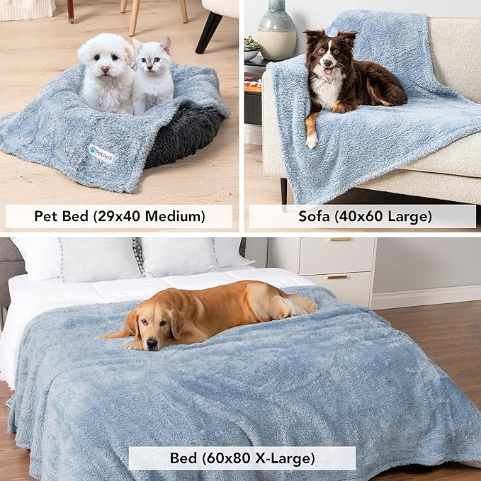 PetAmi Dog Blanket for Small Dogs Blue, Fluffy Soft Puppy Blanket, Sherpa Fleece Cat Blanket for Kitten Doggie, Calming Pet Blanket Throw for Couch Sofa Bed Washable, Small 24x32