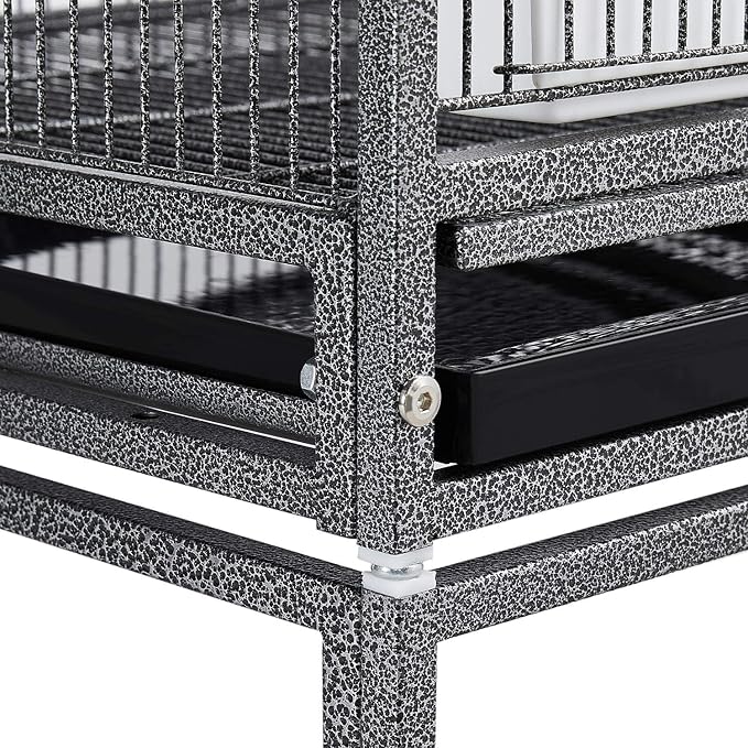 Yaheetech 41.5" Stackable Divided Breeder Breeding Parakeet Bird Cage for Canaries Cockatiels Lovebirds Finches Budgies Small Parrots with Rolling Stand, Black