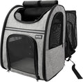 Zavothy Cat Backpack Carrier, Expandable Airline Approved Pet Backpack for Small Cats & Dogs, Breathable Mesh Cat Carrier Backpack with Padded Bottom, Foldable Travel Bag - Grey