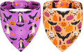 Halloween Dog Bandanas - 2 Pack Purple Dog Bandana with Snap Button | Reversible Pet Scarf for Boy & Girl | Premium Durable Fabric | Holiday Bandana for Large and Extra Large Dogs (X-Large)