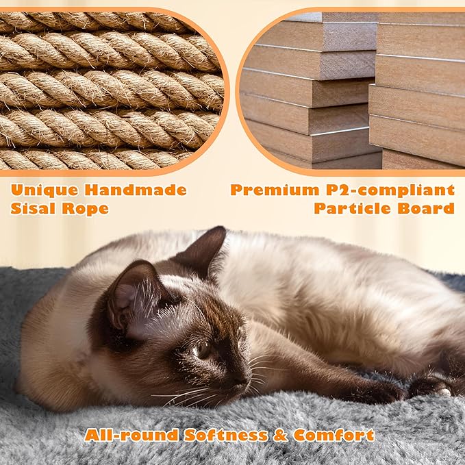 Yaheetech 62.5inches Cat Tree Cat Tower Cat Condo with Platform & Hammock, Scratching Posts for Kittens Pet Play House with Plush Perch for Indoor Activity Relaxing, Light Gray
