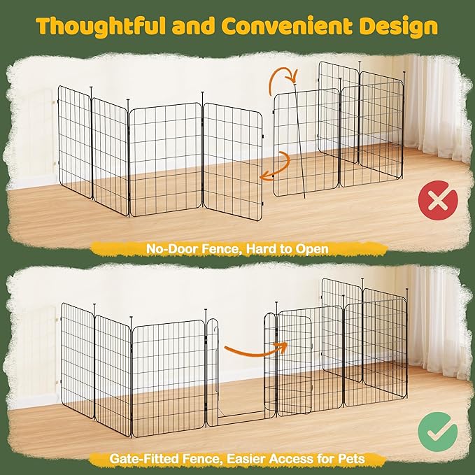 Yaheetech Expandable Dog Playpen, 16 Panel 32 inch Puppy Playpen with Door Indoor/Outdoor Pet Fence for Small Medium Dogs