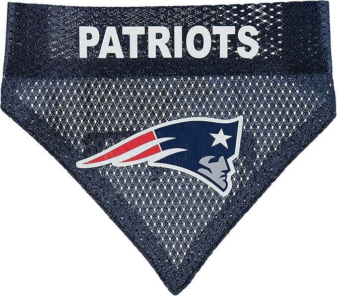 Pets First NFL DOG BANDANA - NEW ENGLAND PATRIOTS REVERSIBLE PET BANDANA. 2 Sided Sports Bandana with a PREMIUM Embroidery TEAM LOGO, Small/Medium. - 2 Sizes & 32 NFL Teams available, NEP-3217-S-M