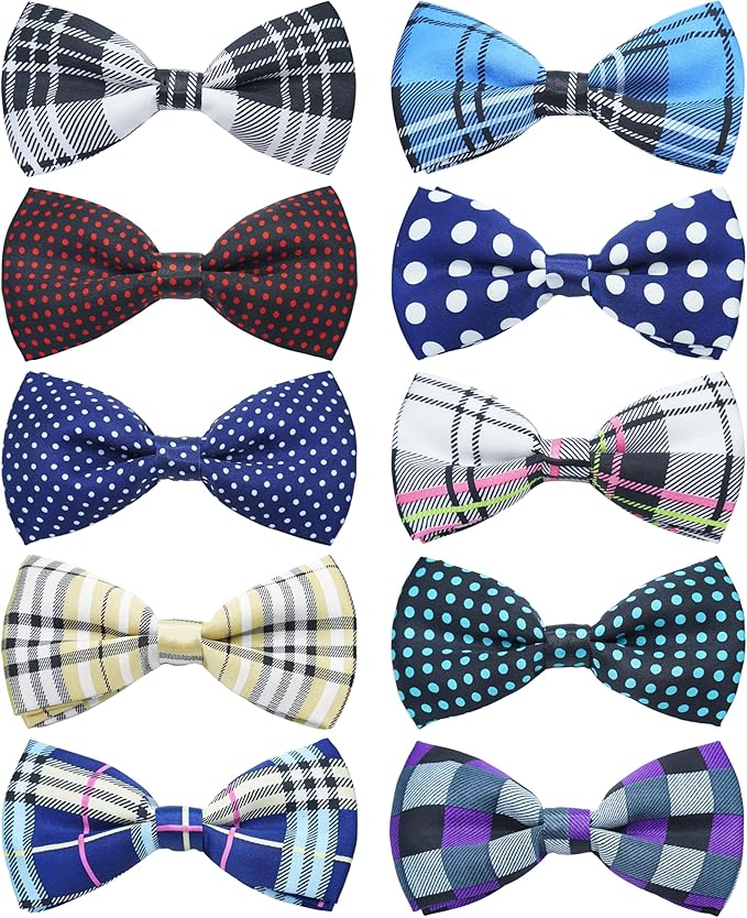PET SHOW 10 Pack Pet Big Dogs Collar Embellishment Attachment Bow Ties for Medium Large Dogs Collar Charms Accessories Slides Bowties for Birthday Wedding Parties Assorted A Style Assorted B Styles