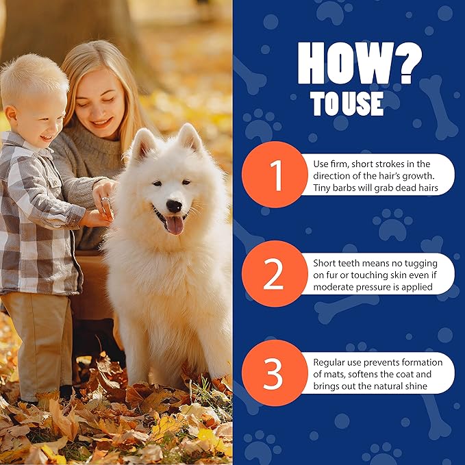 EasyGroomer Deshedding Brush for Dogs & Cats – Undercoat Grooming Tool for Short & Long Hair, Removes Loose Fur & Dirt, Reduces Shedding for Small & Large Pets, Turquoise