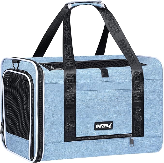 Top Loading Medium Cat Carrier with Privacy Curtain, Soft-Sided Small Pet Travel Crate Vet Approved, Little Puppy Dog Kennel Bag Suitcase Luggage Sleeve, 18x11x11 Inch Blue