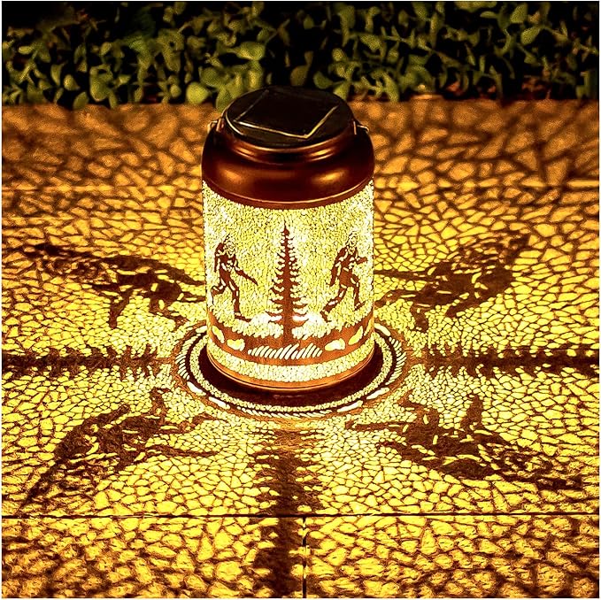 Bigfoot Solar Lanterns Outdoor Hanging Waterproof Solar Lights Big Foot Sasquatch Gifts for Men Women Metal Decorative LED Lanterns for Outside, Patio, Landscape, Yard Decor, Garden Decorations