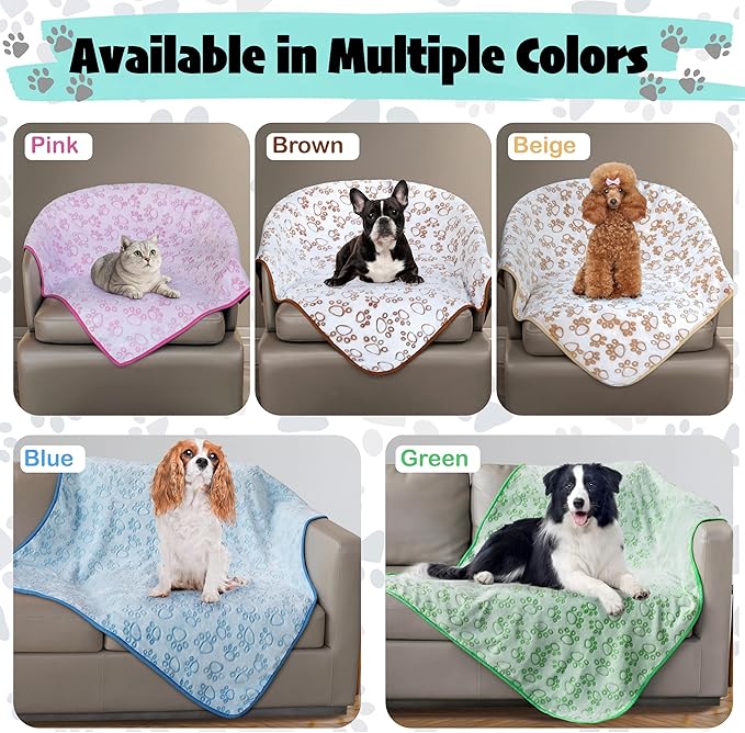 Stuffed Premium Soft Dog Couch Blanket, with Flannel Cute Paw Print, 30 * 70 inches, Cat Blanket Puppy Supplies Dog Products Stuff Essentials, Blue