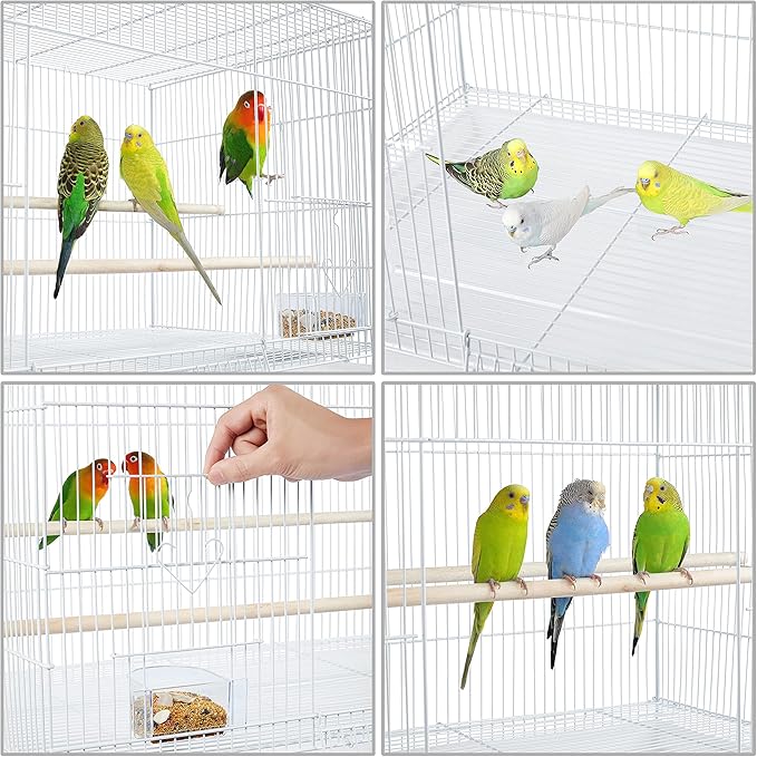 Yaheetech 47-inch Flight Bird Cages for Parakeets Cockatiels Conures Budgies Finches Lovebirds Canaries Parrots Breeding Birdcage with Detachable Rolling Stand, White