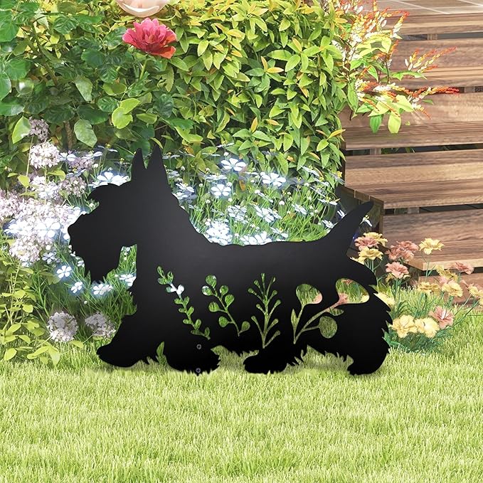 Dog Garden Stake - Unique Gift for Dog Lovers, Black Metal Outdoor Decor, Durable Yard Art Statue (Scottish Terrier)