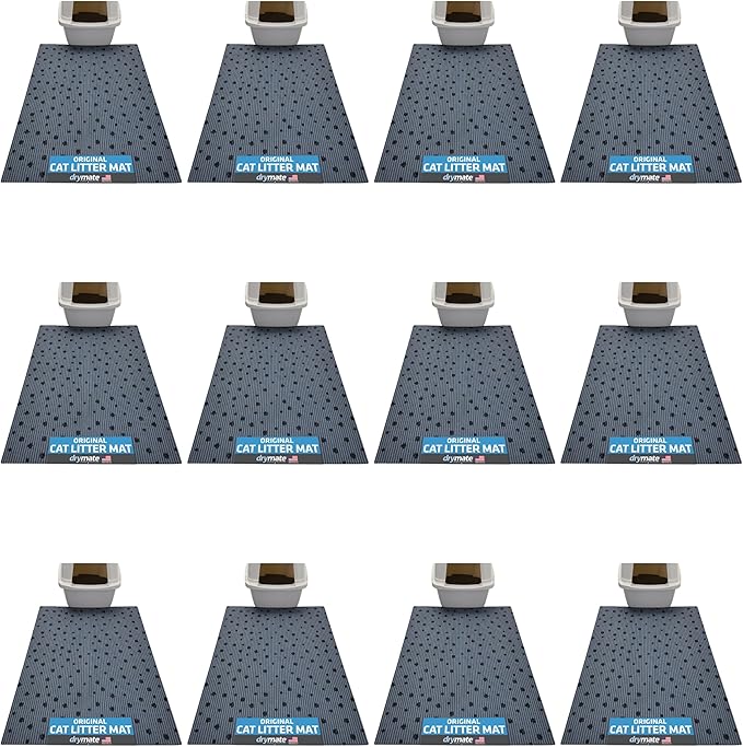 Drymate Cat Litter Box Mat, Litter Trapping Mat, Waterproof, Urine-Proof, Absorbent, Machine Washable, Soft on Paws, Contains Mess, Protects Floors, Kitten Supplies, Dark Grey, 28x36 XL, 12-Pack