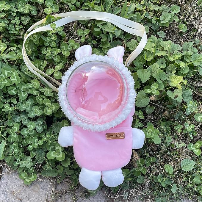 Sugar Glider Bonding Pouch Bonding Pouch Carry for Rat Syrian Hamster Hedgehog Small Pocket Pets, Gerbil Travel Bag Cute Bunny-Shaped Outing Bag with Large Transparent Window（Pink）