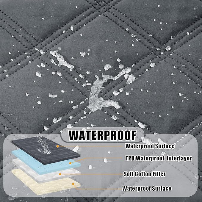 Smiry Waterproof Dog Bed Cover Blanket 52x82, Soft Reversible Pet Blanket, Washable Leakproof Cats Dogs Couch Cover for Sofa, Couch, Furniture, Dark Grey/Beige