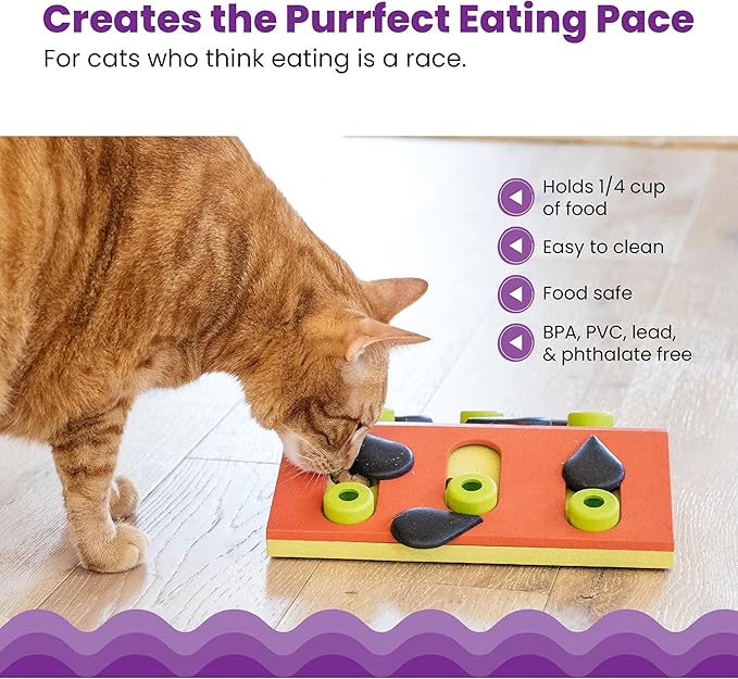 Catstages by Nina Ottosson Melon Madness Puzzle & Play – Interactive Treat Puzzle Feeder for Cats, 12 Hidden Treat Compartments Slow Feeder, Durable & Easy-Clean, 10 Inches, Pink
