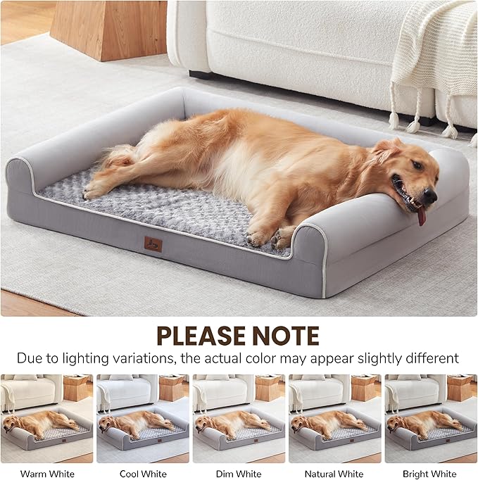 Large Dog Beds Large Sized Dogs 48x35x8 Inch, Orthopedic XXL XL Dog Bed for Medium Size Dogs, Big Waterproof Couch Sofa with Removable Washable Cover for Pet, Light Grey