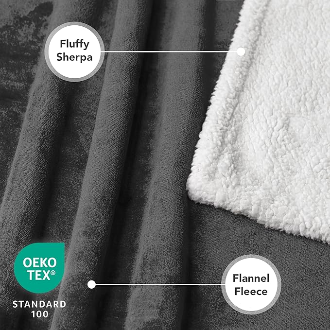PetAmi Dog Blanket for Small Medium Dogs, Pet Bed Blanket Cat Puppy Kitten, Fleece Furniture Couch Cover Protector Sofa Car, Soft Sherpa Dog Throw Plush Reversible Washable, Mini 29x40 Dark Gray
