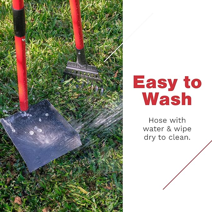 Pooper Scooper for Large Dogs and Small Dogs, Metal Poop Scooper Set with Long Handle Rake and Heavy Duty Tray for Yard, Grass, Dirt or Gravel, Heavy Duty Aluminum Poop Picker Upper