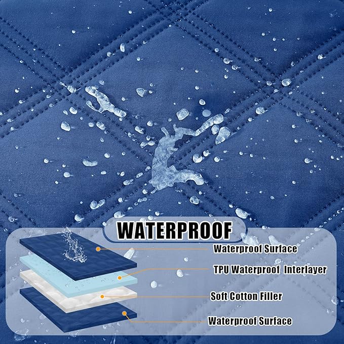 Smiry Waterproof Dog Bed Cover Blanket 40x50, Soft Reversible Pet Blanket, Washable Leakproof Cats Dogs Couch Cover for Sofa, Couch, Furniture, Navy/Navy