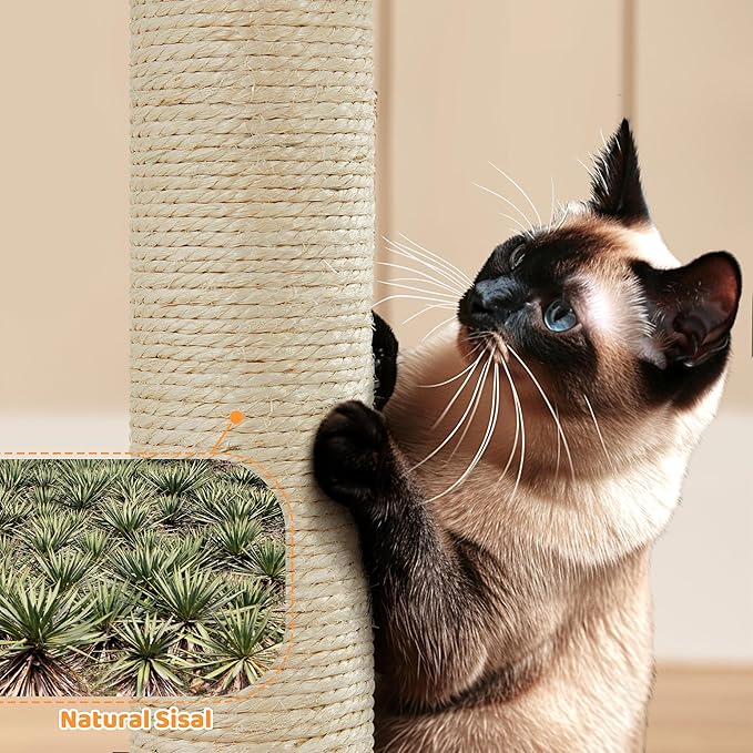 Yaheetech 64.5in Cat Tree Cat Tower Scratching Post, Plush Cover Cat Condo Bed Furniture with Hammock, Platform, Perch for Extra Large Cats as Playing House