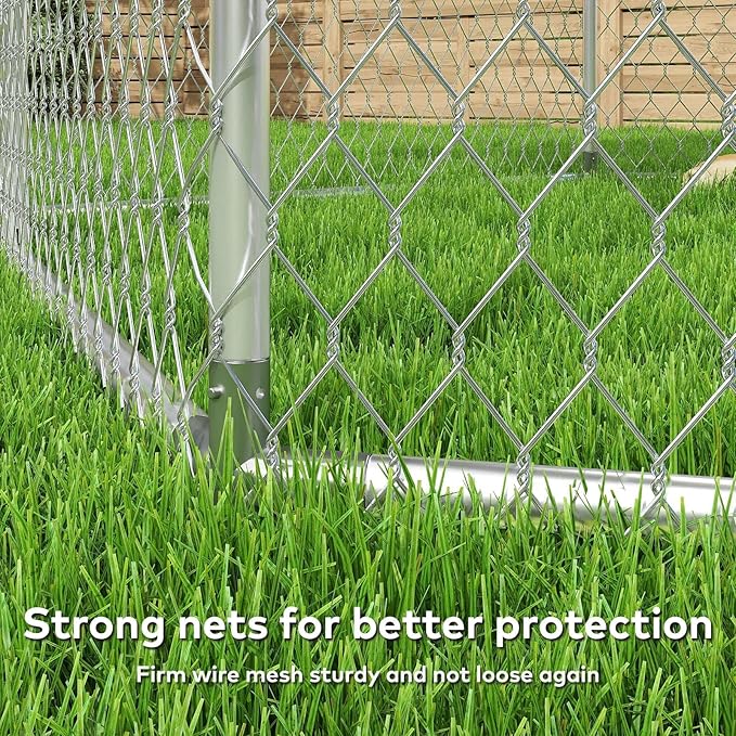 12x12 Outdoor Dog Kennel Outside Heavy Duty Dog Enclosure with Waterproof UV-Resistant Cover & Security Lock (149.6" L x 149.6" W x 95.3" H)