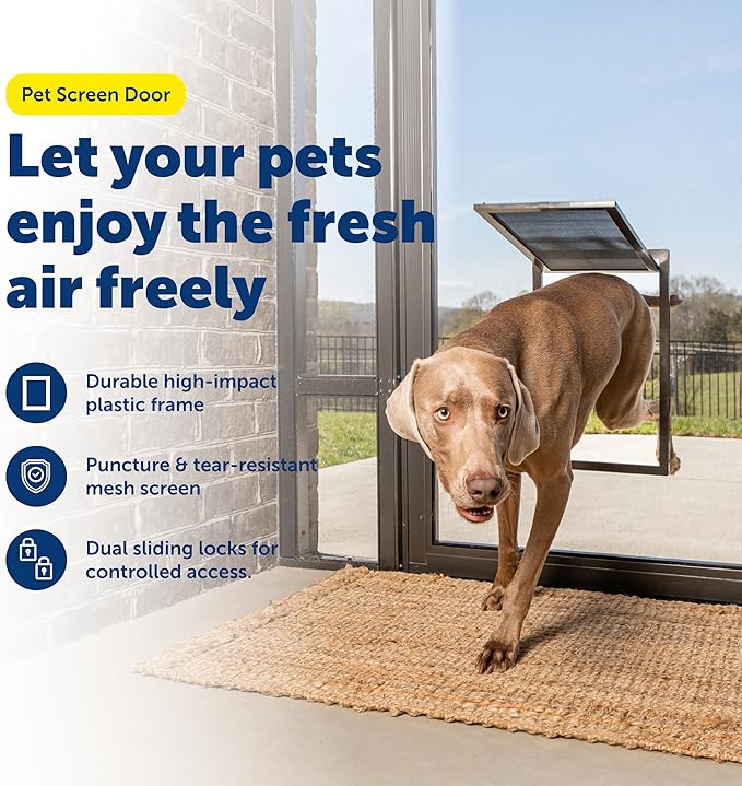 PetSafe Pet Screen Door - Heavy Duty, Tear- & Puncture-Resistant Dog & Cat Mesh Flap - Storm Door Compatible - Large - for Dogs & Cats up to 100 lb