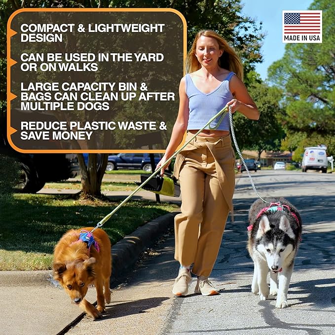 Neater Pet Brands Lift N’ Bag 2.0 Dog Pooper Scooper with Bag Attachment for Small to Large Dogs, New & Improved Design, 15 Refill Bags, Heavy Duty Dog Poop Scooper for Yard & Walks, One-Hand Use