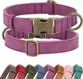 Didog Soft PU Leather Dog Collar, Stylish Quick Released Dog Collars for Small Dogs, Easy Clean Adjustable Pet Collar for Daily Walking, Purple, S Fit 10-16" Neck