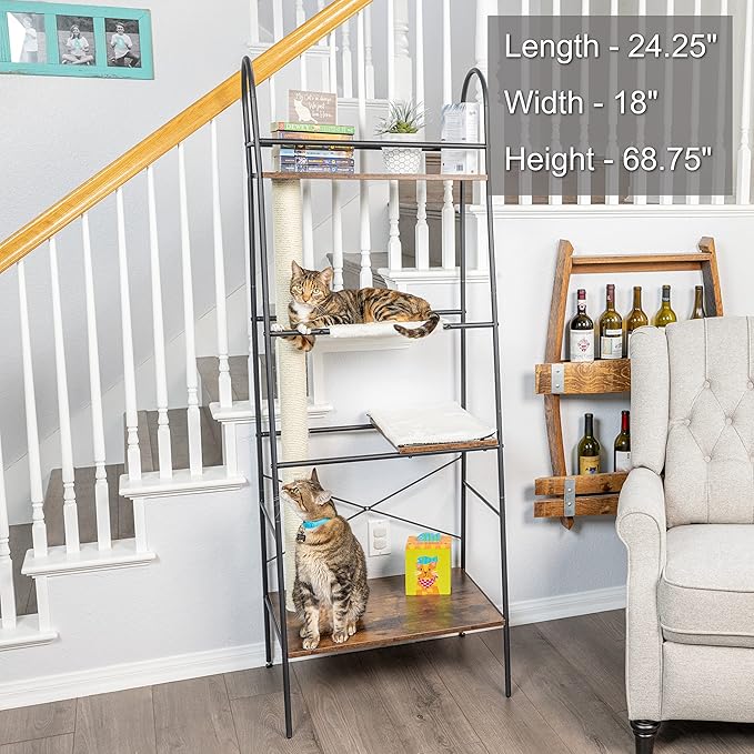 PetFusion VersiCLimb Cat Climber | Multi-Purpose Pet Furniture w/Tall Scratching Post & Hammock | Multi-Level Cat Scratcher Great for Pet Storage or Displaying Pictures & Books