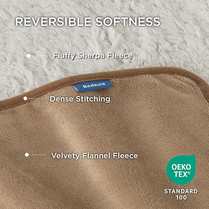 Bedsure Waterproof Dog Blankets for Medium Dogs - Medium Cat Blanket Washable for Couch Protection, Sherpa Fleece Puppy Blanket, Soft Plush Reversible Throw Furniture Protector, 30x40, Camel