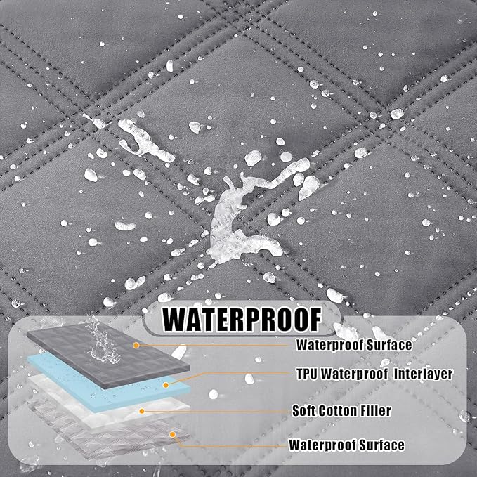 Smiry Waterproof Dog Bed Cover Blanket 82x120, Soft Reversible Pet Blanket, Washable Leakproof Cats Dogs Couch Cover for Sofa, Couch, Furniture, Grey/Light Grey
