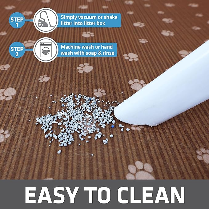 Drymate Cat Litter Box Mat, Litter Trapping Mat, Waterproof, Urine-Proof, Absorbent, Machine Washable, Soft on Paws, Contains Mess, Protects Floors, Kitten Supplies, Brown, 28x36 XL