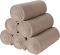 Fleece Throw Blanket Set Bulk for Travel Kids Outdoor Wedding Pet (Camel, Pack of 6 50x60 Inches)