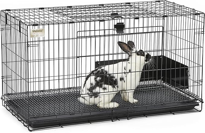 MidWest Homes for Pets Medium Wabbitat Rabbit Cage, Grid Mesh Floor, Removable Tray, Top & Front Door Access, Rust Resistant Finish, No Tools Required