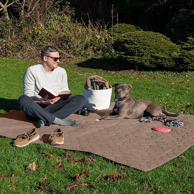 Furhaven Waterproof & Non-Slip Full Size Mattress Cover Protector for Dogs & Cats, Washable, For Beds, Couches, & Car Seats - Quilted Twill Blanket Mattress Cover - Brownstone, Medium/Full Size