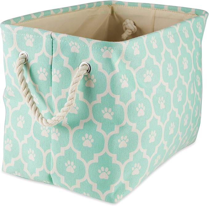 Bone Dry Pet Storage Collection Lattice Paw Print, Aqua, Medium Rectangle
