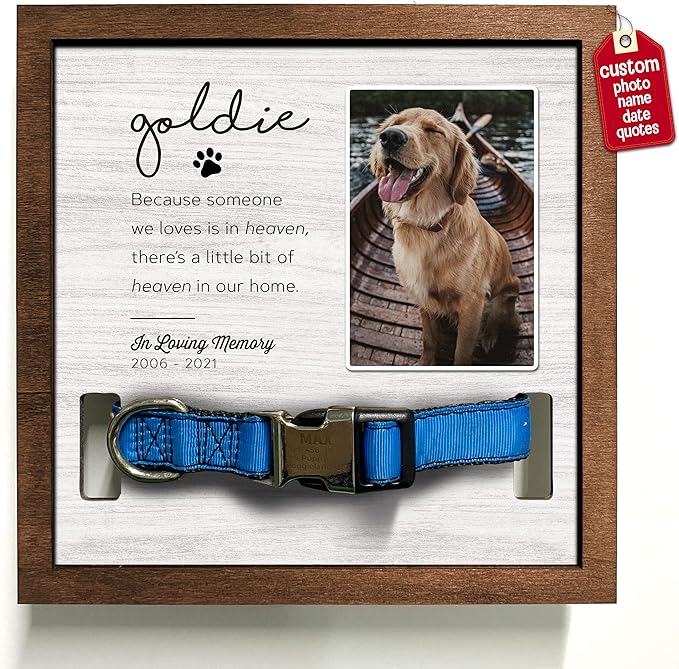 Customized Dog Collar Frame Memorial Pet Loss Sign for Dogs Lovers Gifts With Heartfelt Sentimental Quote For Someone Who Lost A Pet Keepsake Picture Frame Remembrance Decor Wall Remembrance