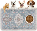 PUPTECK Dog Food Mat, Absorbent Pet Feeding Bowl Mat, Non-Slip Dog Mat for Food and Water, Quick Dry No Stains Cat Placemats Pet Supplies for Messy Drinkers, Blue 12"x20"