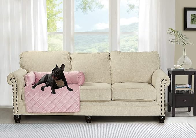 Brilliant Sunshine Premium Calming Dog Bed Mat, Silky Velvet, Removable Washable Cover, Cushion Protector and Couch Covers for Dogs, Pets, Cats, Medium, Silver Pink