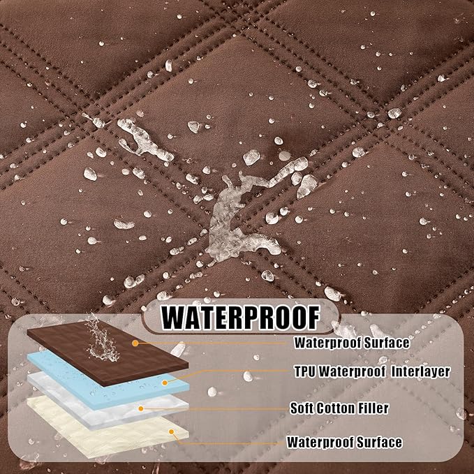 Smiry Waterproof Dog Bed Cover Blanket 40x50, Soft Reversible Pet Blanket, Washable Leakproof Cats Dogs Couch Cover for Sofa, Couch, Furniture, Brown/Beige