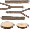 8 PCS Bird Perch Set, Natural Birch Wood Straight & Forked Perches with Platforms for Parakeets, Cockatiels, Conures, Lovebirds - Cage Accessories for Climbing & Exercise